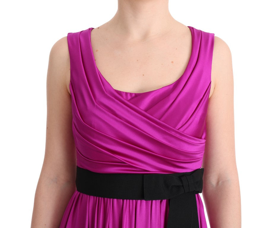 Dolce & Gabbana long pink silk stretch shift dress